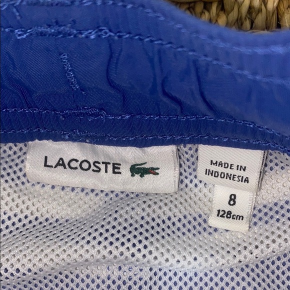 Lacoste Boys Blue and White Swim Trunks sz 8 - Picture 7 of 10
